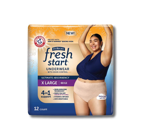 FitRight Fresh Start Incontinence Underwear, Beige, X-Large (case of 48)