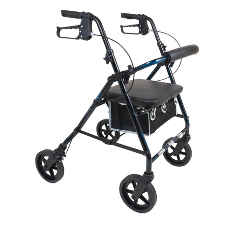 ProBasics Deluxe Aluminum Rollator with 8-inch Wheels, Blue Flame