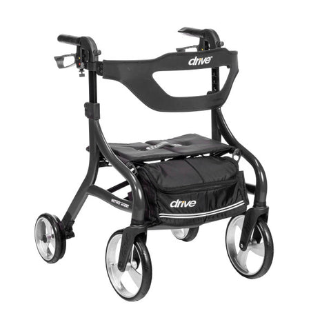 Nitro Sprint Rollator Rolling Walker, Hemi Height, Black