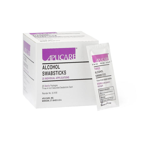 Aplicare Sterile Alcohol Swabsticks, 3/pack (case of 500)