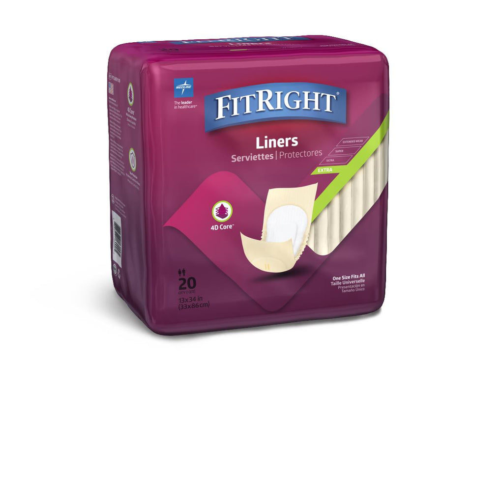 FitRight Incontinence Liners, Moderate (case of 80)