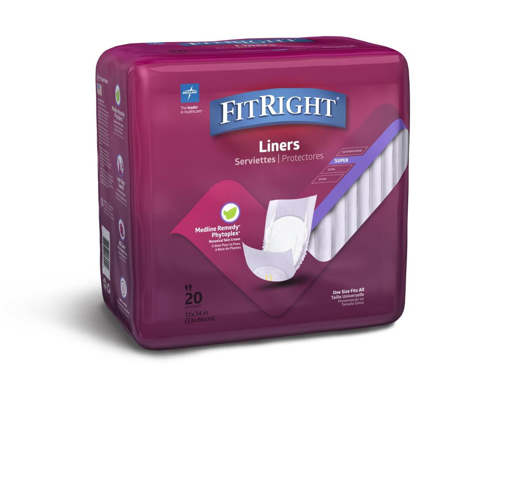FitRight Incontinence Liners, Maximum, 13" x 34" (case of 80)