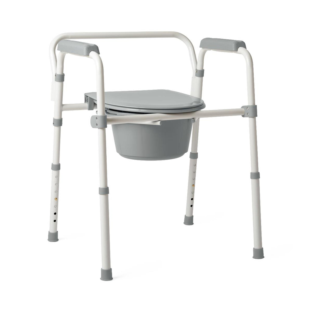 Steel 3-in-1 Folding Commode with Adjustable Height