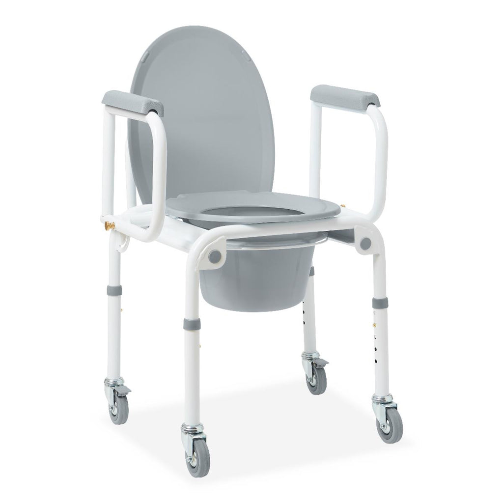 Steel Drop-Arm Commode
