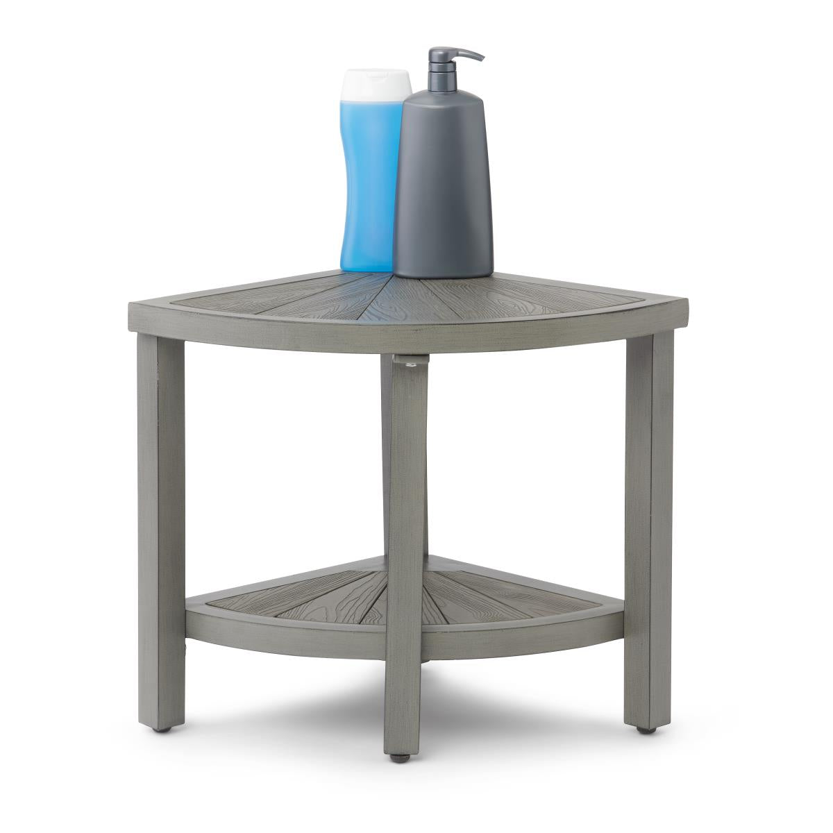Corner Aluminum and Faux Wood Bath Bench
