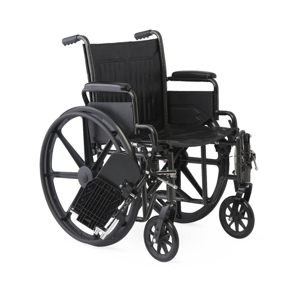 16" Wide K1 Basic Vinyl Wheelchair with Swing-Back Desk-Length Arms and Elevating Leg Rests