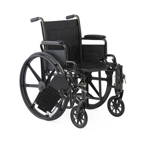 16" Wide K1 Basic Vinyl Wheelchair with Swing-Back Desk-Length Arms and Elevating Leg Rests