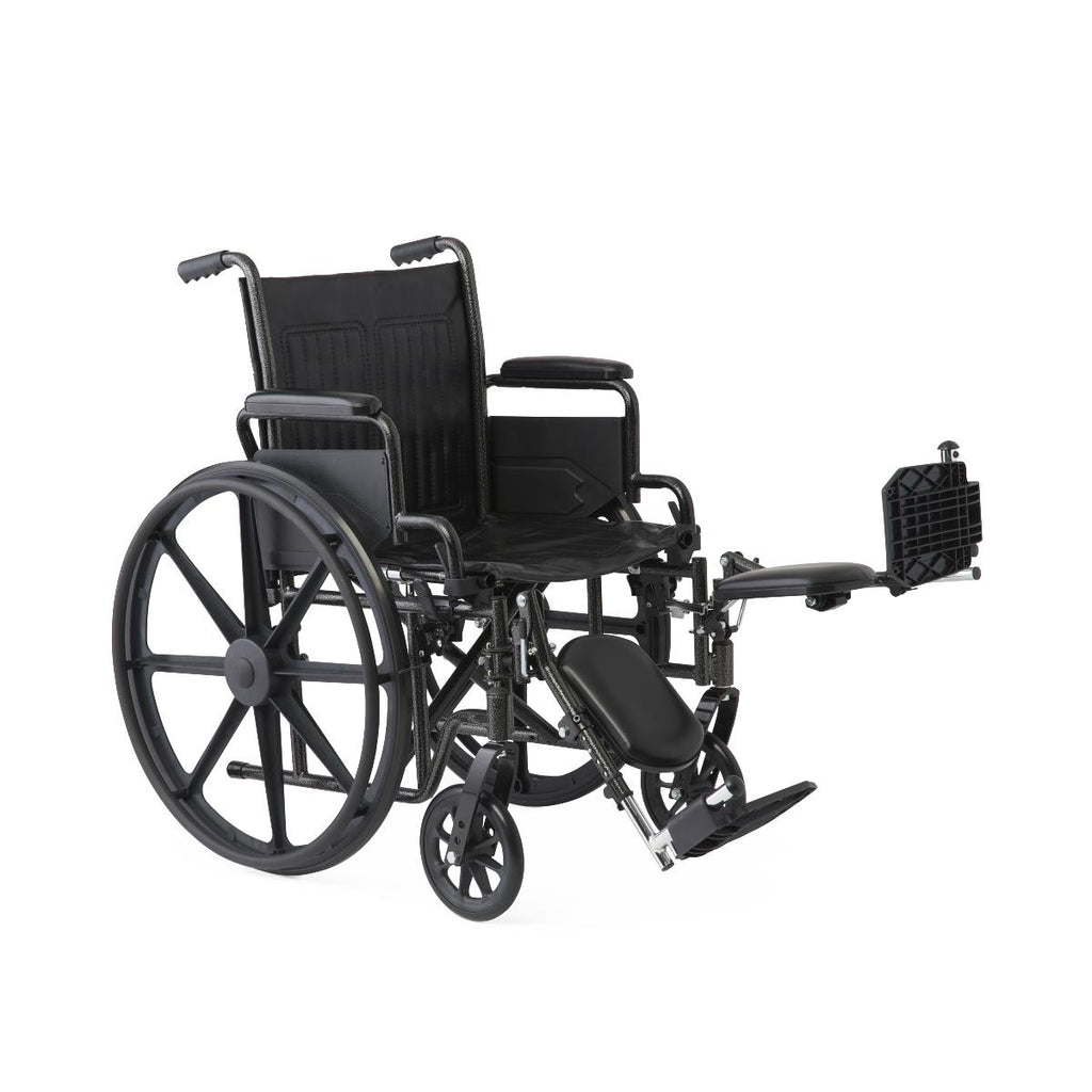 16" Wide K1 Basic Vinyl Wheelchair with Swing-Back Desk-Length Arms and Elevating Leg Rests