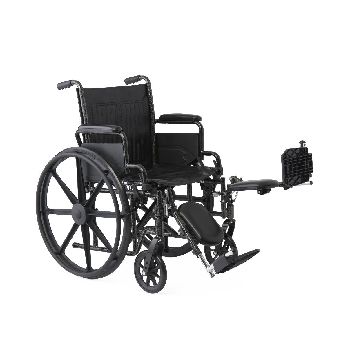 16" Wide K1 Basic Vinyl Wheelchair with Swing-Back Desk-Length Arms and Elevating Leg Rests