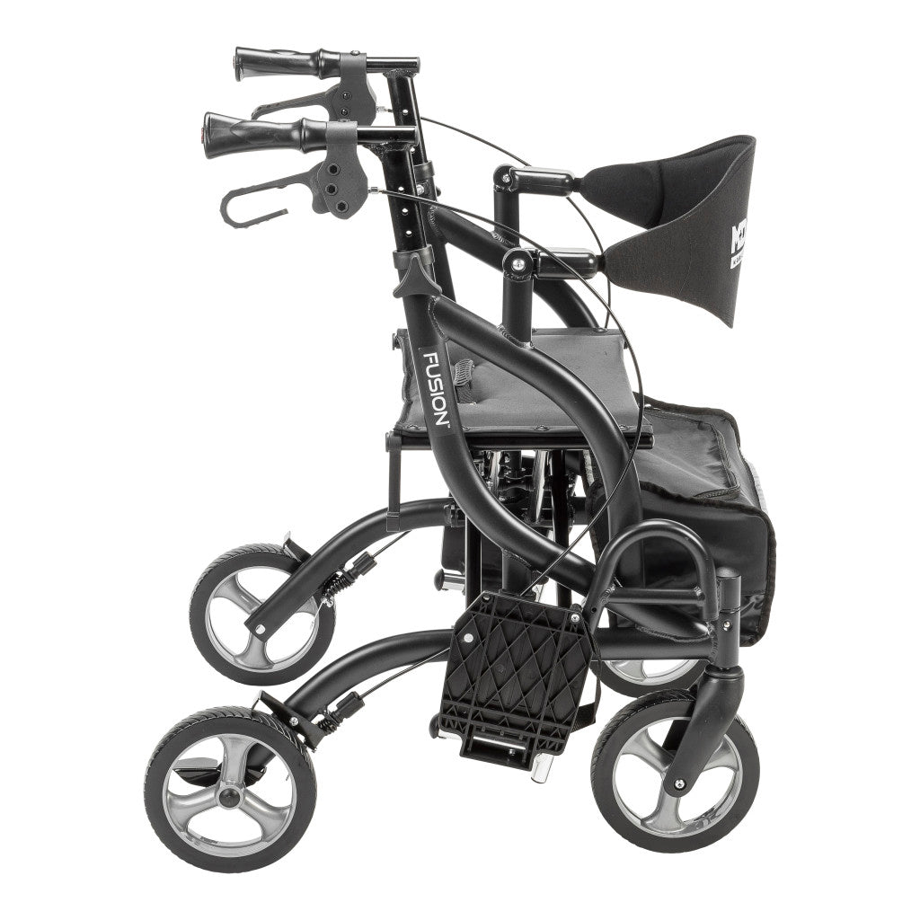 MD by Drive Fusion 2 in 1 Rollator/Transport Chair, Black