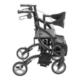MD by Drive Fusion 2 in 1 Rollator/Transport Chair, Black