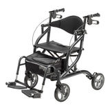 MD by Drive Fusion 2 in 1 Rollator/Transport Chair, Black