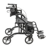 MD by Drive Fusion 2 in 1 Rollator/Transport Chair, Black