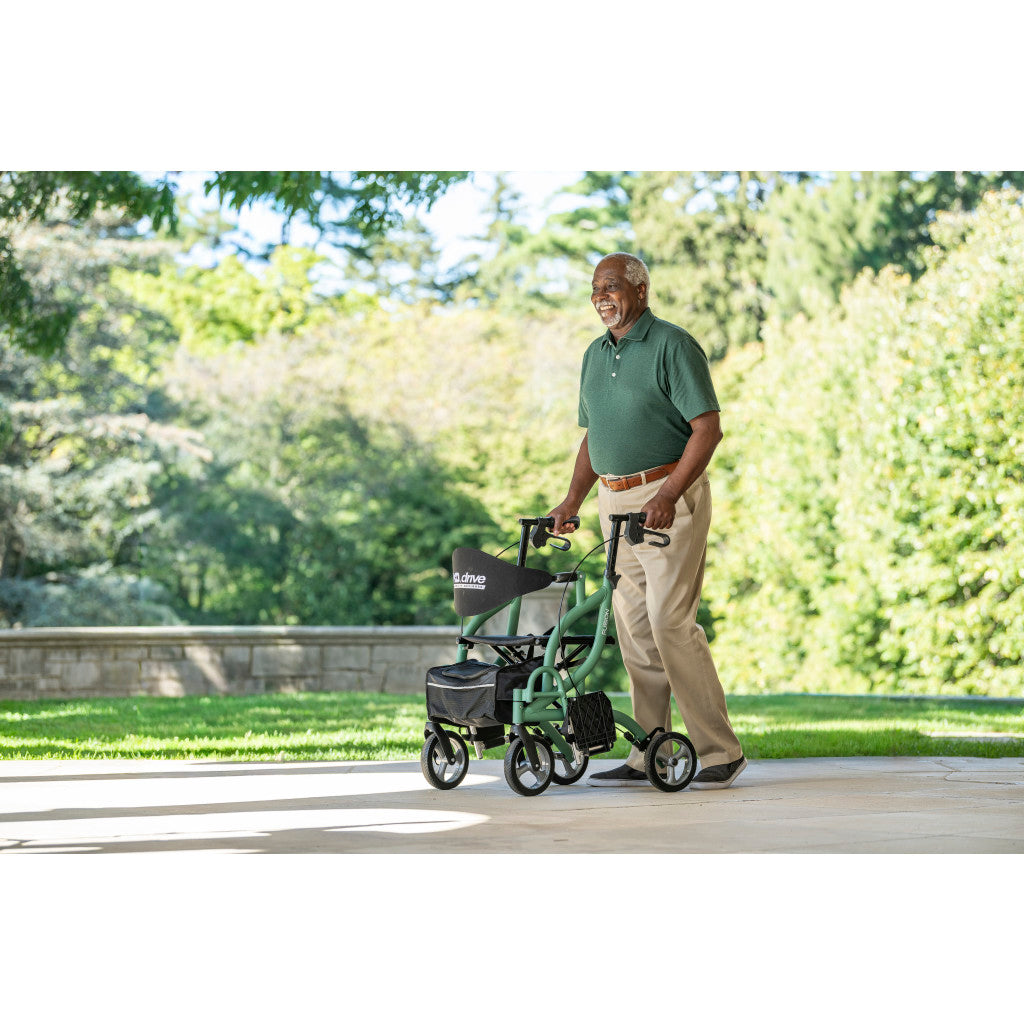 MD by Drive Fusion 2 in 1 Rollator/Transport Chair, Blue