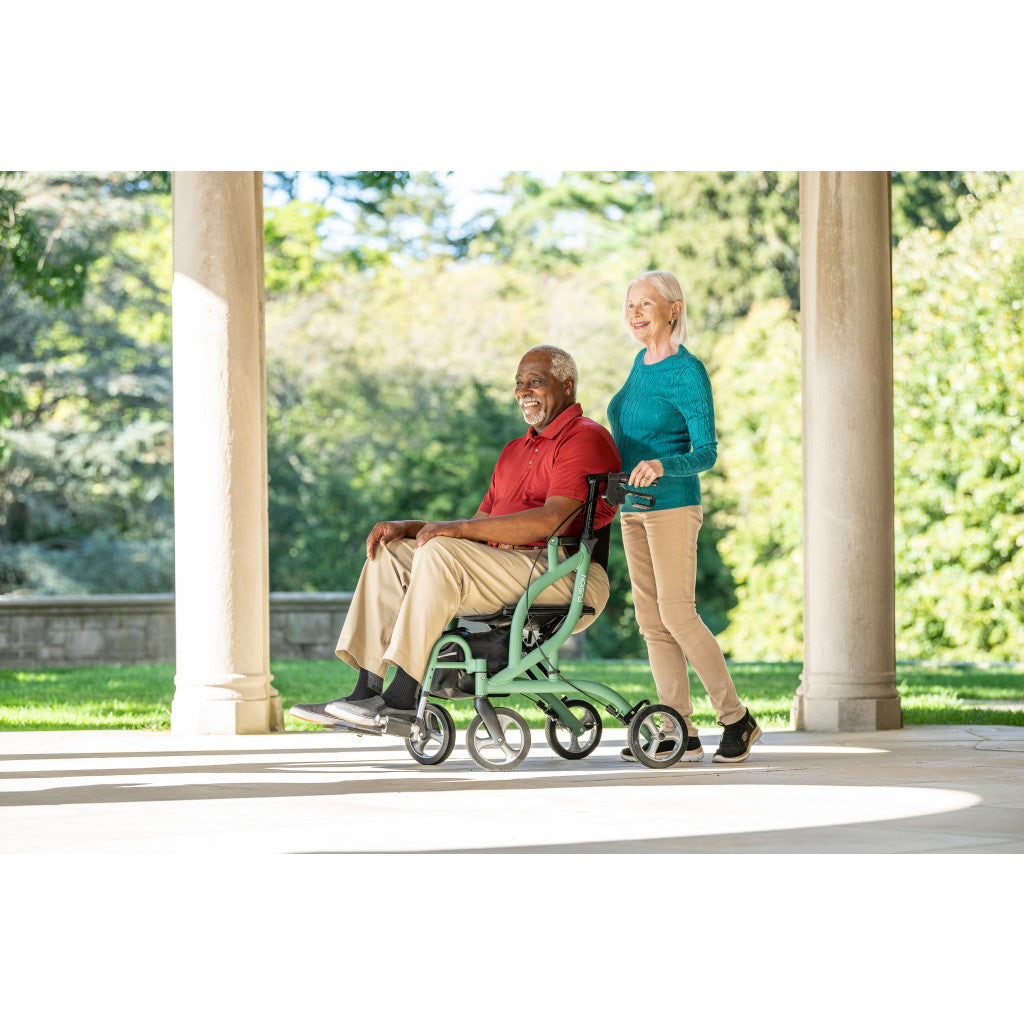 MD by Drive Fusion 2 in 1 Rollator/Transport Chair, Blue