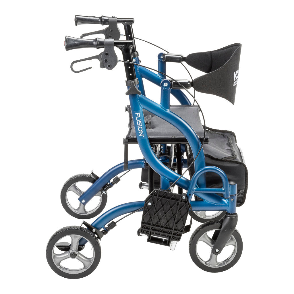 MD by Drive Fusion 2 in 1 Rollator/Transport Chair, Blue