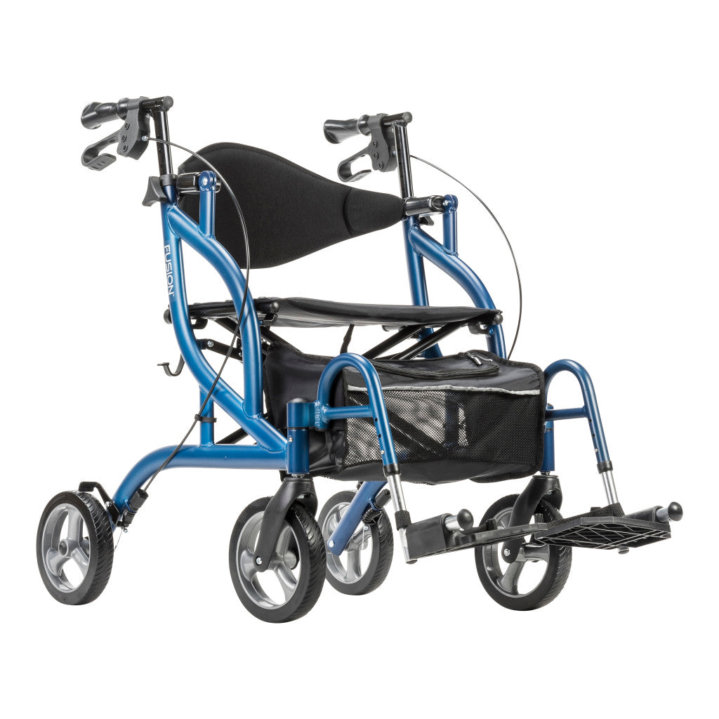 MD by Drive Fusion 2 in 1 Rollator/Transport Chair, Blue
