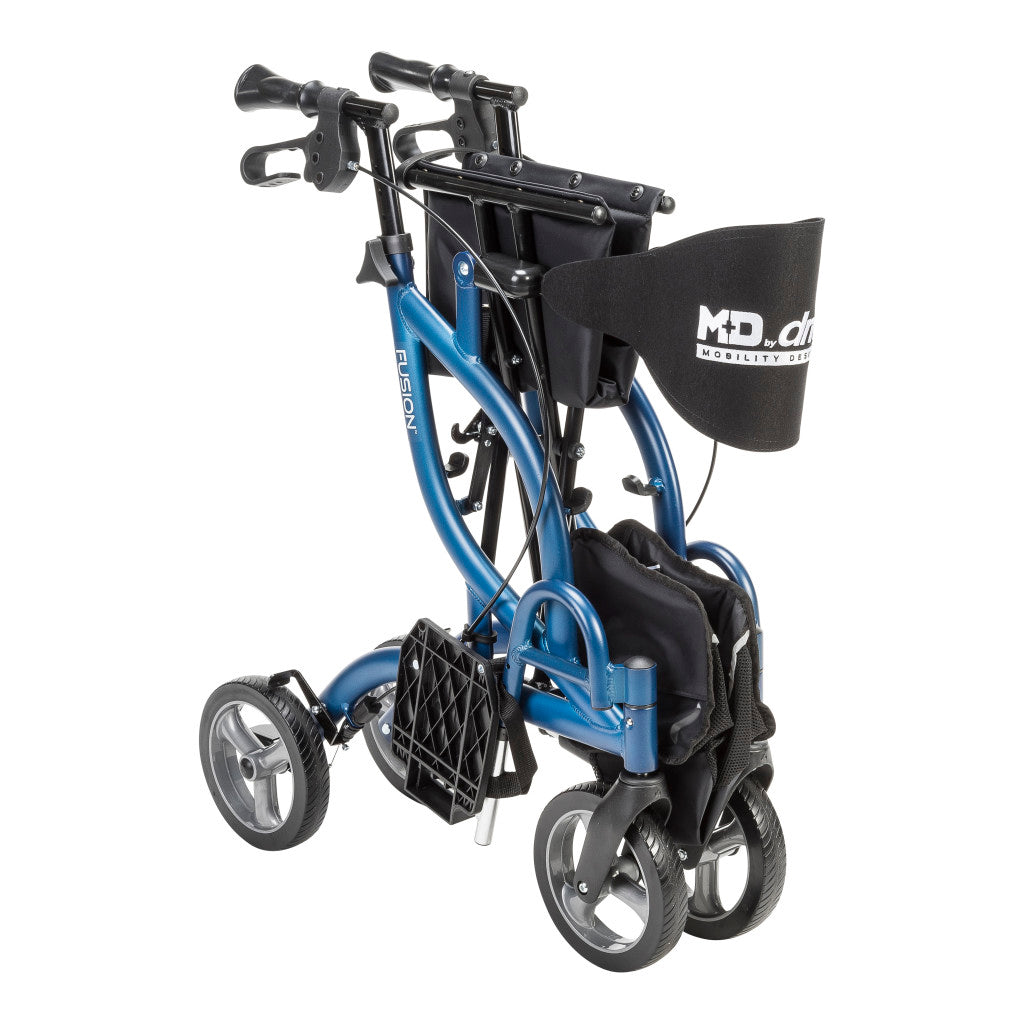 MD by Drive Fusion 2 in 1 Rollator/Transport Chair, Blue