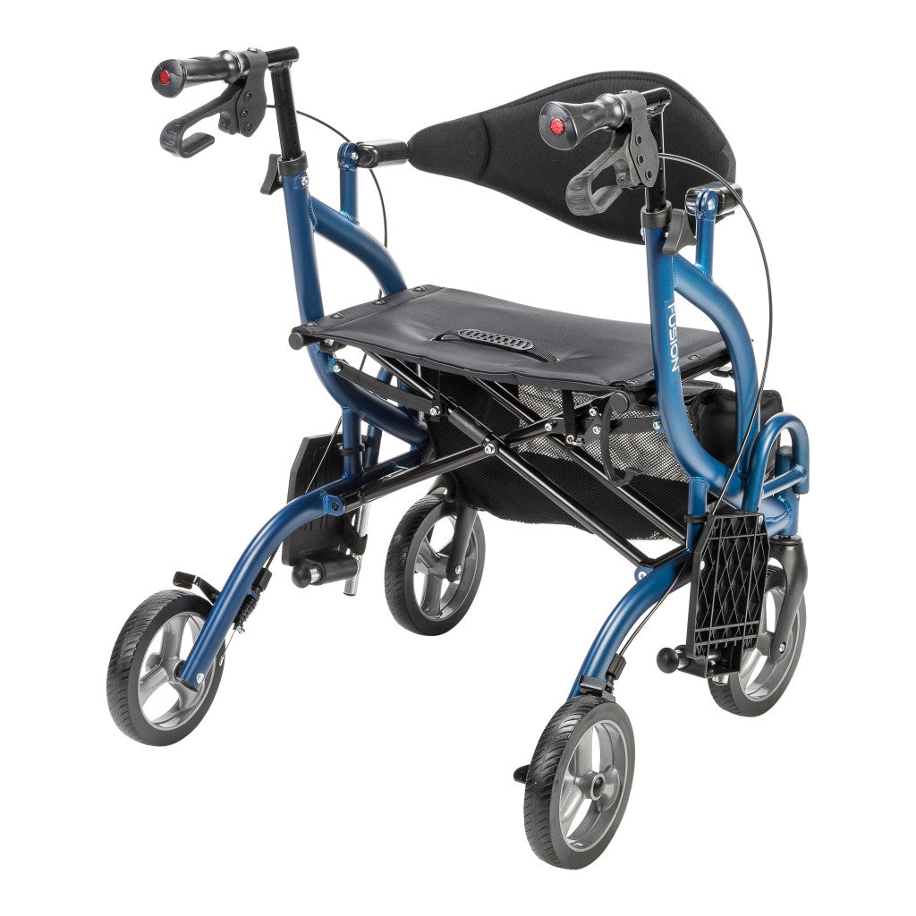 MD by Drive Fusion 2 in 1 Rollator/Transport Chair, Blue