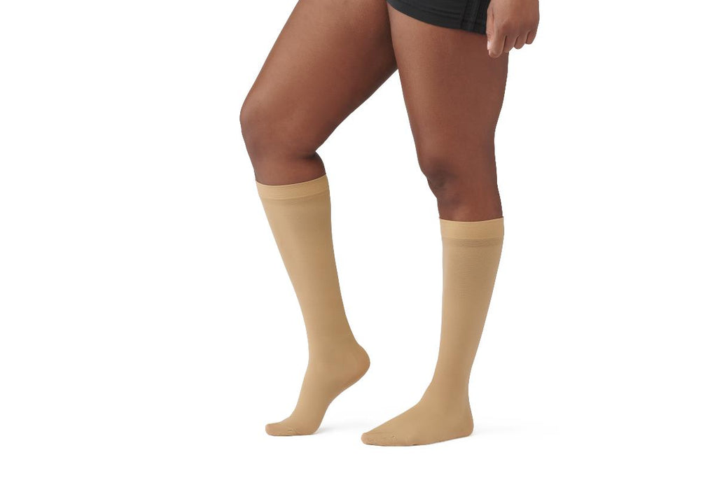 CURAD Knee-High Compression Hosiery with 20-30 mmHg, Tan, Size G, Regular
