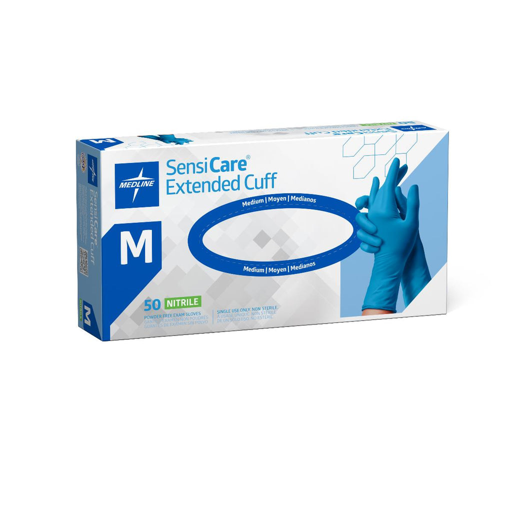 SensiCare Powder-Free Nitrile Exam Gloves with Textured Fingertips, Medium (box of 150)