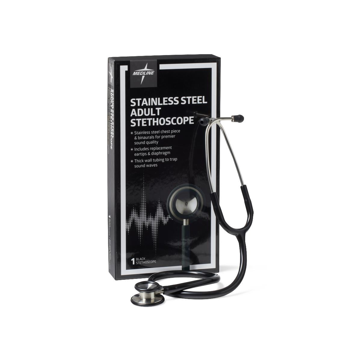 Adult Stainless Steel Stethoscope, Black