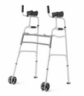Aluminum Upright Folding Walker with 5" Wheels, Gray