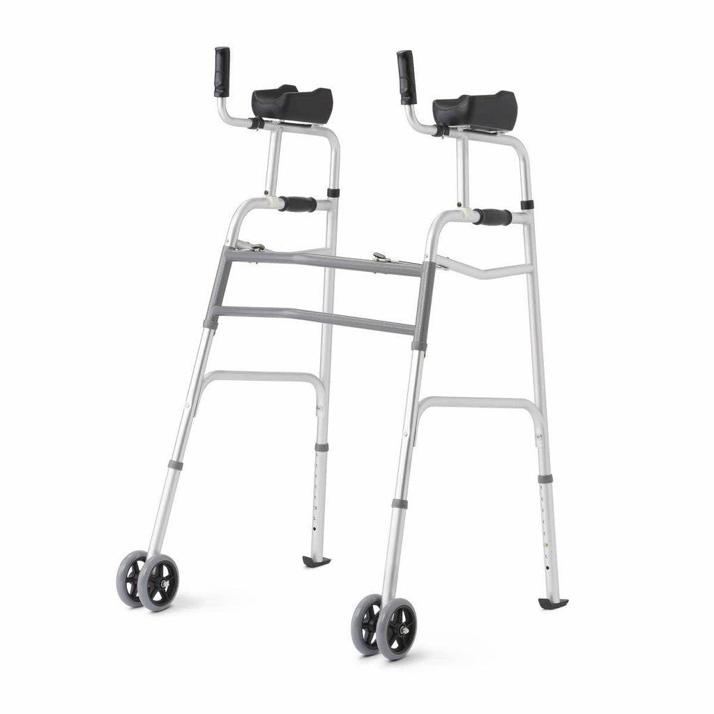 Aluminum Upright Folding Walker with 5" Wheels, Junior