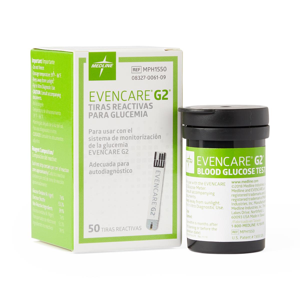 Glucose Test Strips for EvenCare G2 Meters (box of 50)