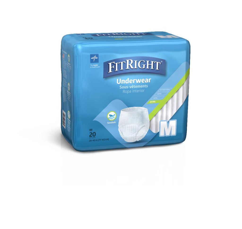 FitRight Extra Protective Underwear, Medium, 28"-40" (case of 80)