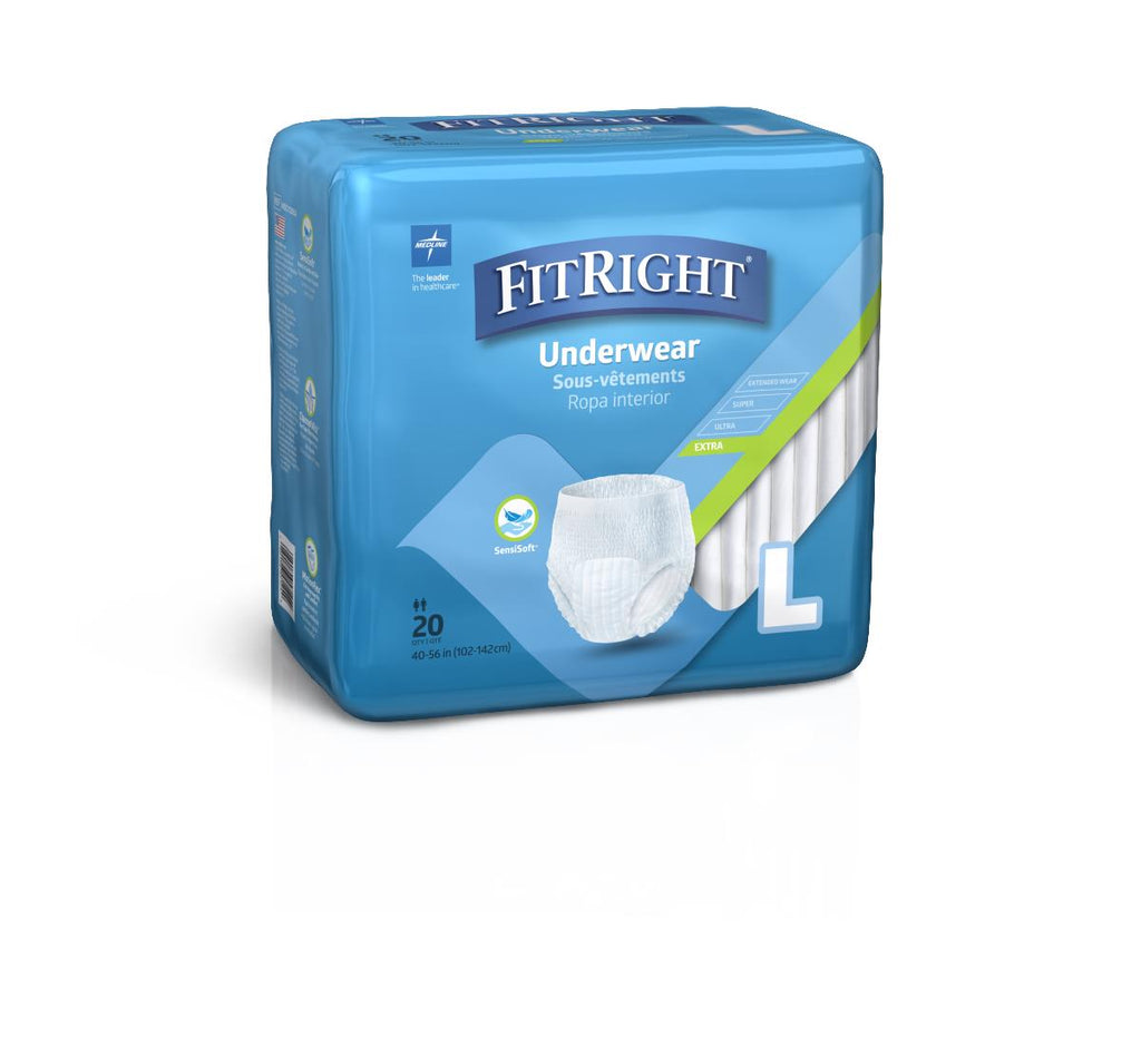 FitRight Extra Protective Underwear, Large, 40"-56" (case of 80)