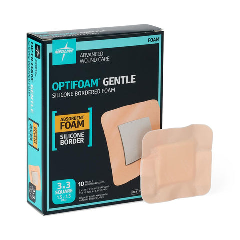 Optifoam Gentle Foam Wound Dressing, 3"x 3" (box of 10)