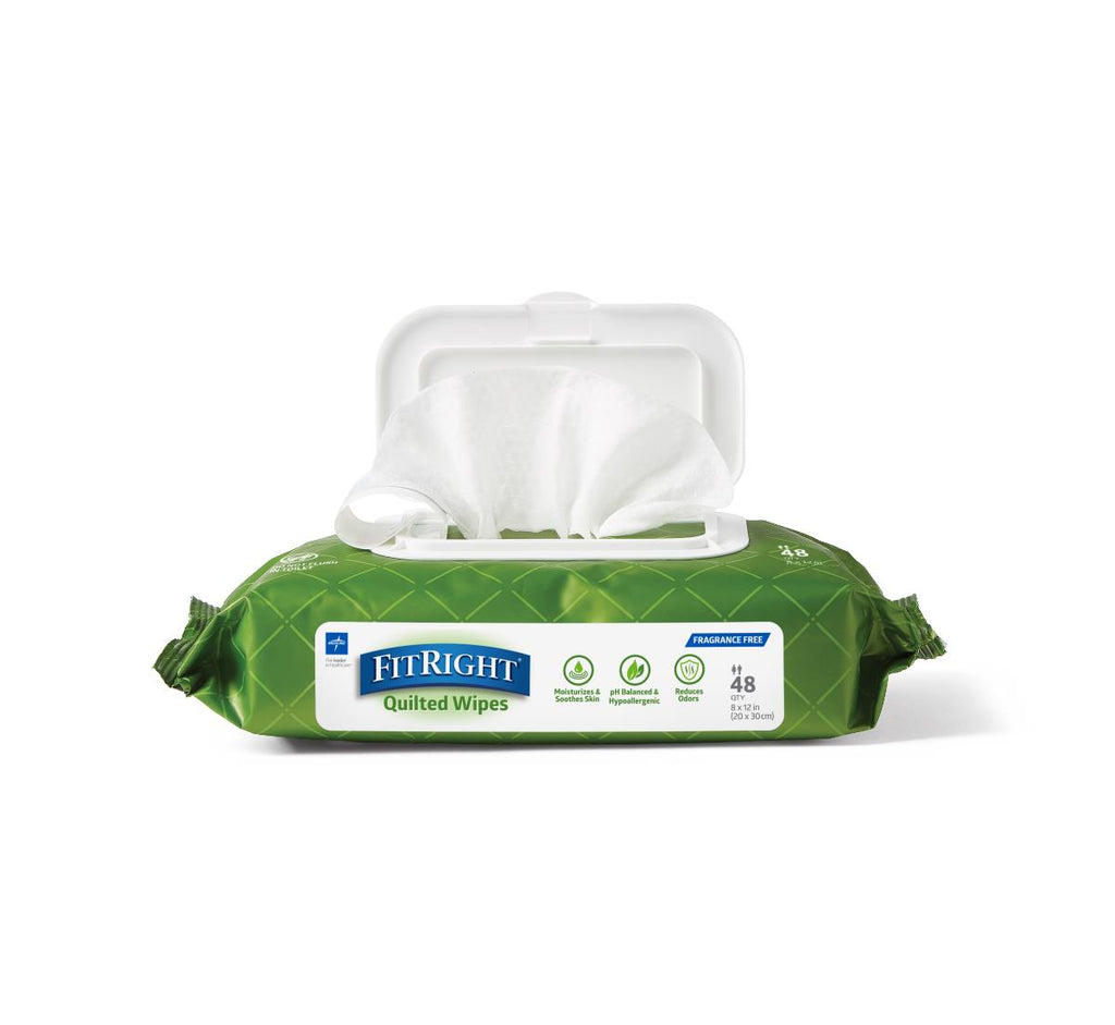 FitRight Aloe Fragrance-Free Quilted Wet Wipes (case of 12)