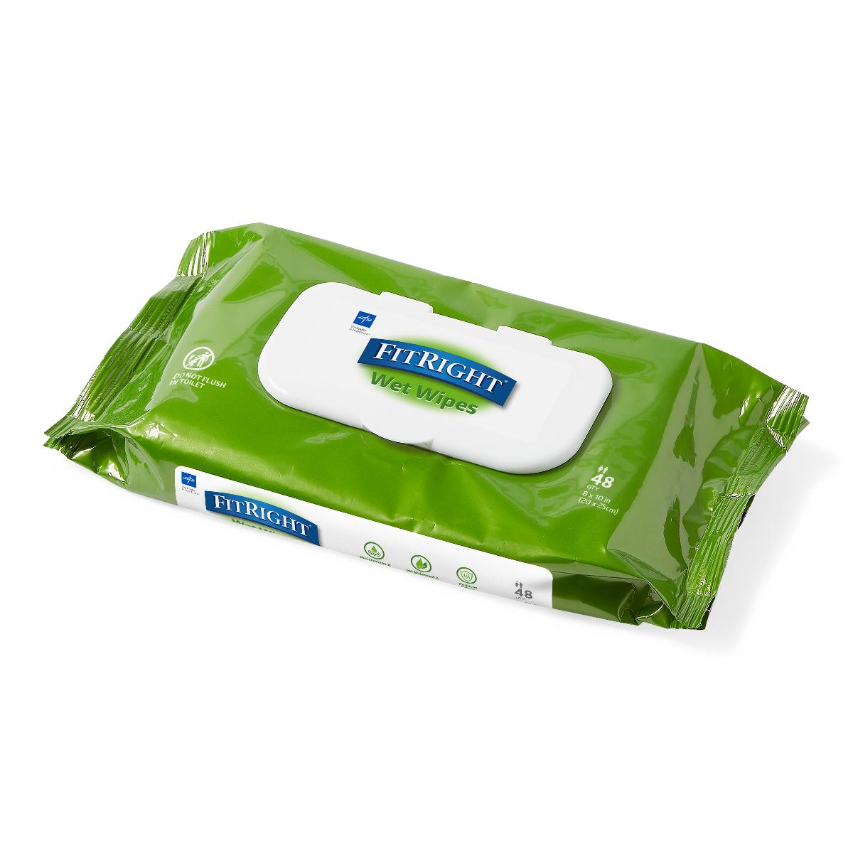 FitRight Aloe Scented Wet Wipes, Flip Top Lid (case of 576)