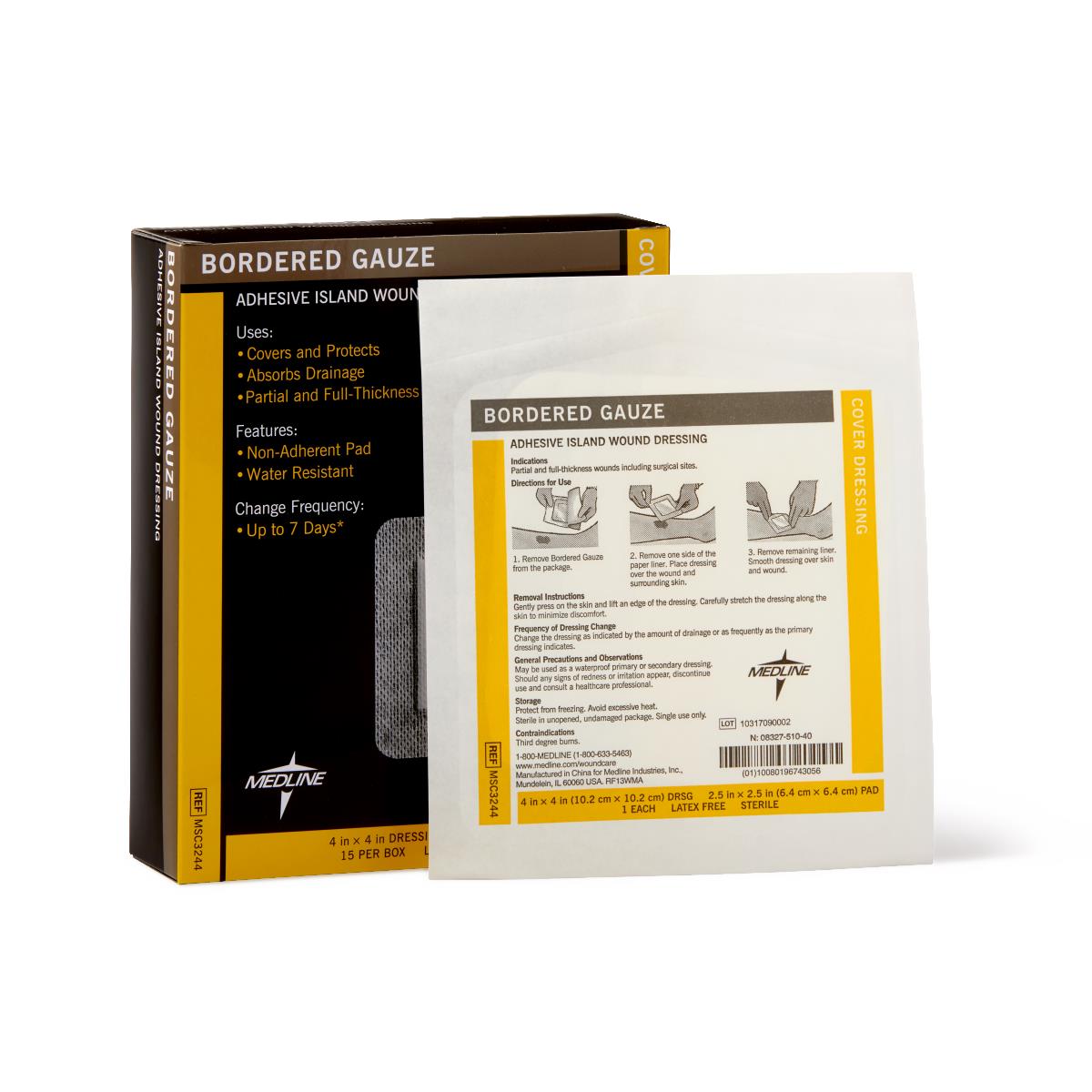 Sterile Bordered Gauze, 4" x 4" (box of 15)