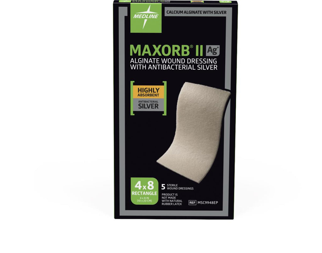 Maxorb II Silver Alginate Wound Dressing, 4" x 8" (1EA)