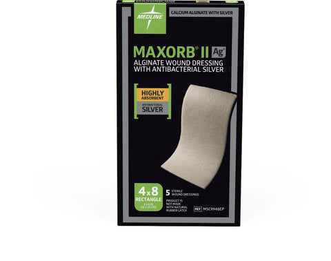 Maxorb II Silver Alginate Wound Dressing, 4" x 8" (box of 5)
