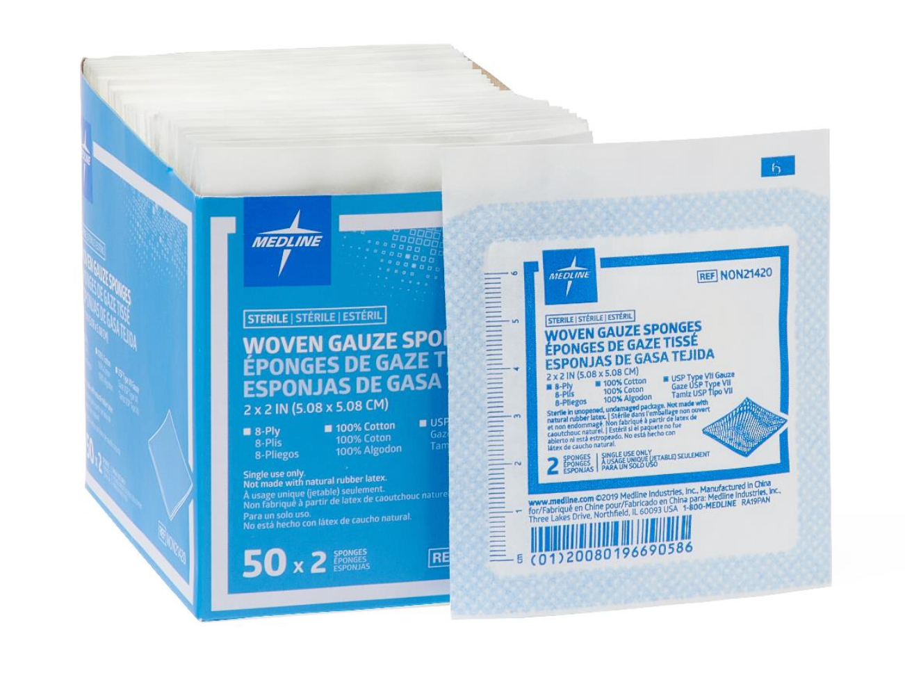 Woven Sterile Gauze Sponges, 2" x 2" (case of 3000)