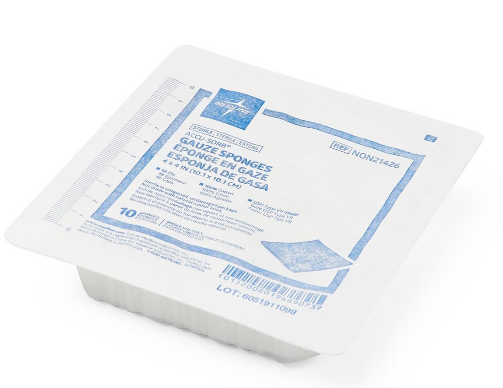 Woven Sterile Gauze Sponges, 4" x 4" (case of 1280)