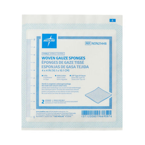 Woven Sterile Gauze Sponges, 4" x 4" (box of 100)
