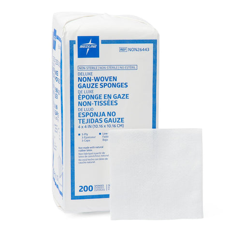 Deluxe Nonsterile Nonwoven 3-Ply Gauze Sponges, 4" x 4" (case of 2000)