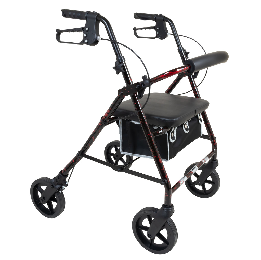 ProBasics Deluxe Aluminum Rollator with 8-inch Wheels, Burgundy