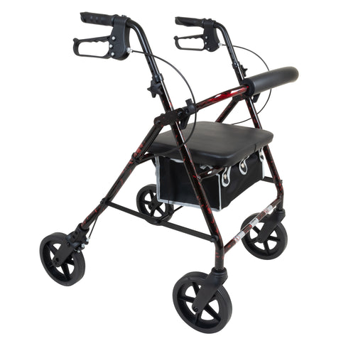 ProBasics Deluxe Aluminum Rollator with 8-inch Wheels, Burgundy