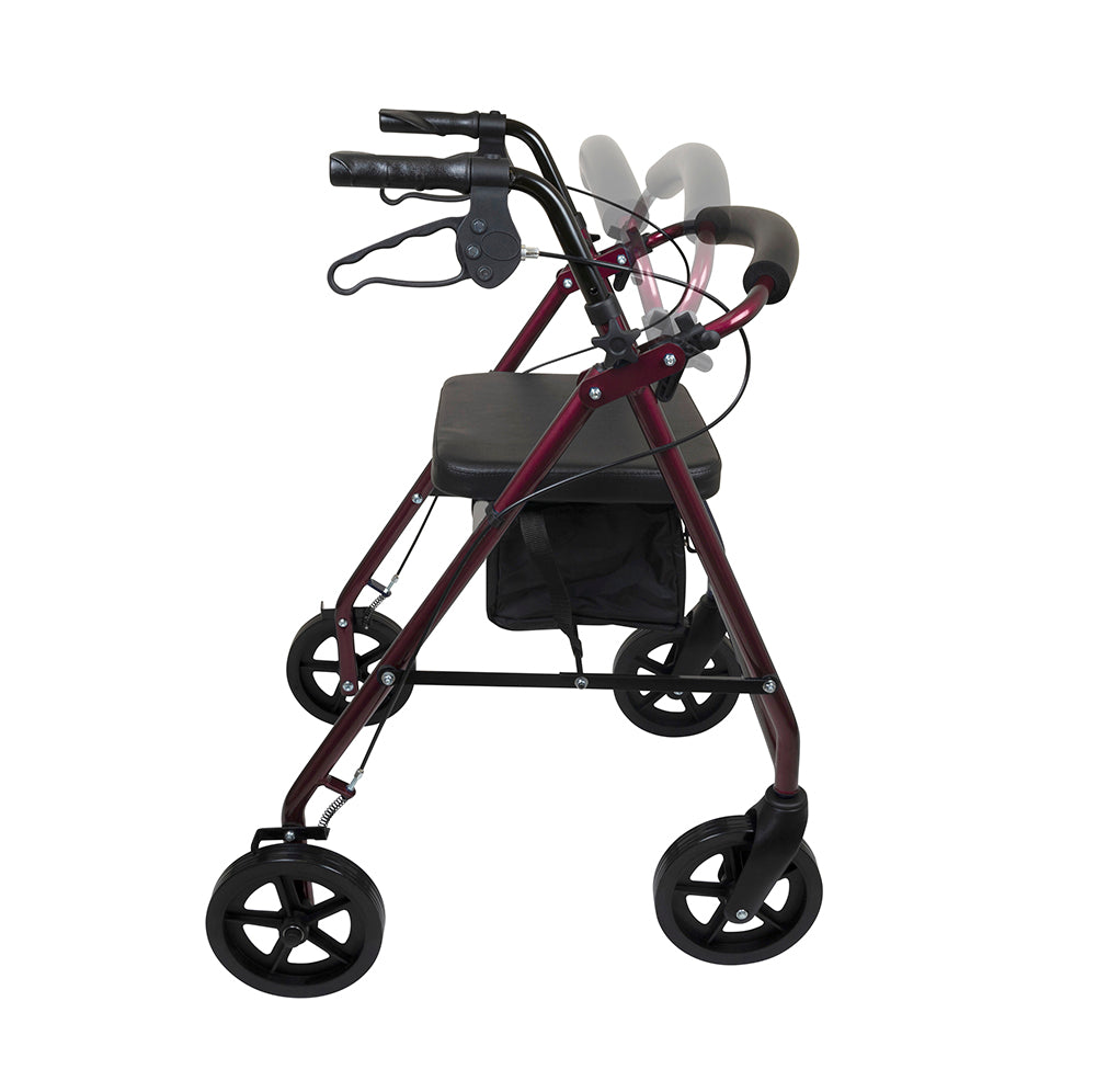 ProBasics Deluxe Aluminum Rollator with 8" Wheels, Burgundy