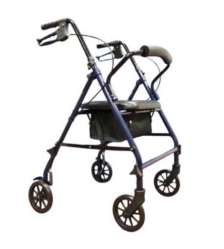 6" Steel Rollator, Knocked Down, Blue