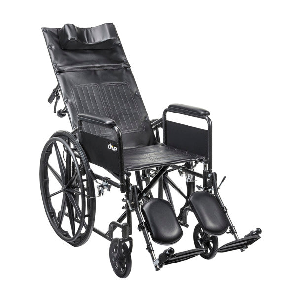 Silver Sport Full-Reclining Wheelchair, Full Arms, 20" Seat