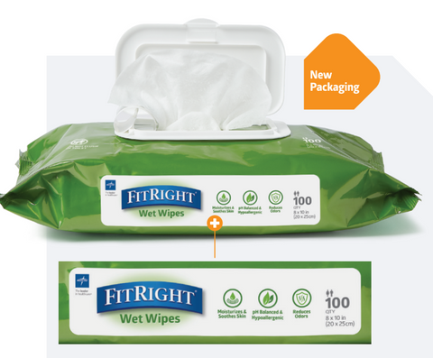 FitRight Aloe Scented Wet Wipes, Flip Top Lid (pack of 48)