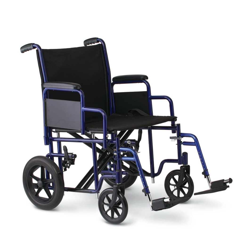 Bariatric Steel Transport Chair, 22" Seat Width