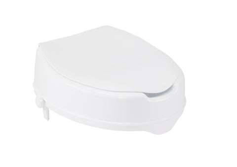 Raised Toilet Seat with Lock and Lid, 4"