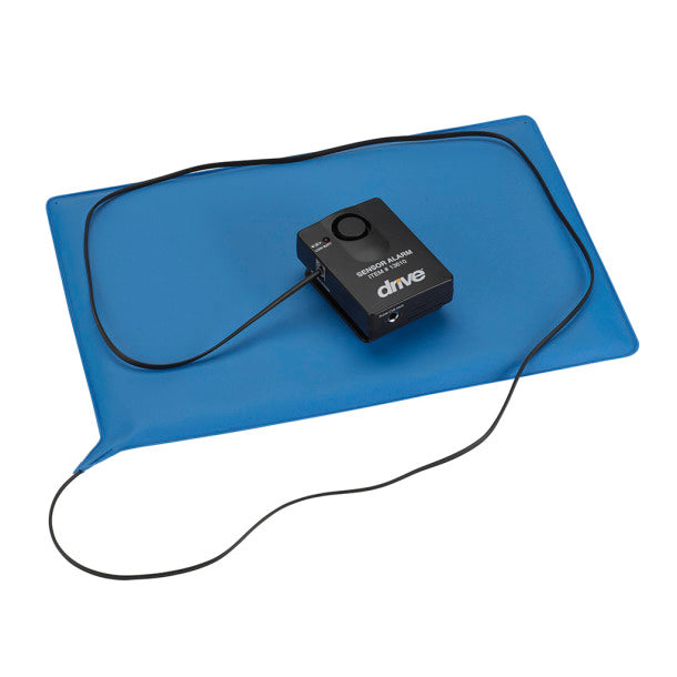 Drive Medical Pressure Sensitive Bed Chair Patient Alarm with Reset Button, 11" x 30" Bed Pad